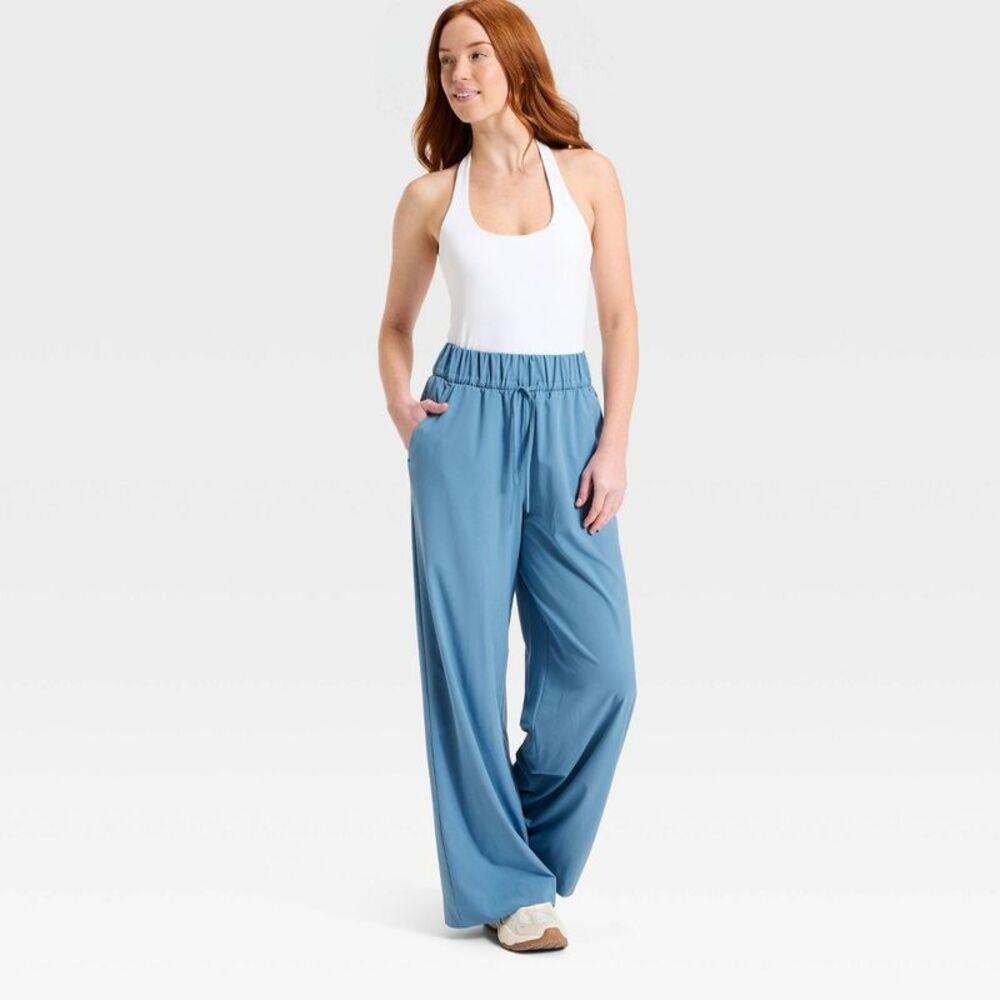 All In Motion - Women's Active Light High-Rise Pocketed Wide Leg P Steel Blue - Picture 3 of 4